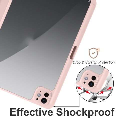 For iPad Pro 13 2025 / 2024 Acrylic 3-folding Smart Leather Tablet Case(Pink)
