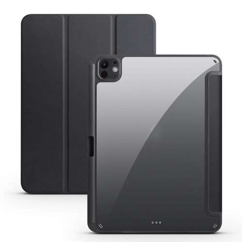 For iPad Pro 13 2025 / 2024 Acrylic 3-folding Smart Leather Tablet Case(Black)