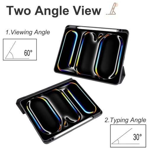 For iPad Pro 13 2025 / 2024 Acrylic 3-folding Smart Leather Tablet Case(Black)