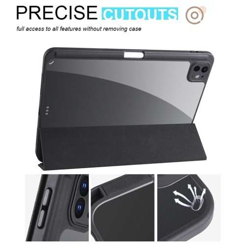For iPad Pro 13 2025 / 2024 Acrylic 3-folding Smart Leather Tablet Case(Black)