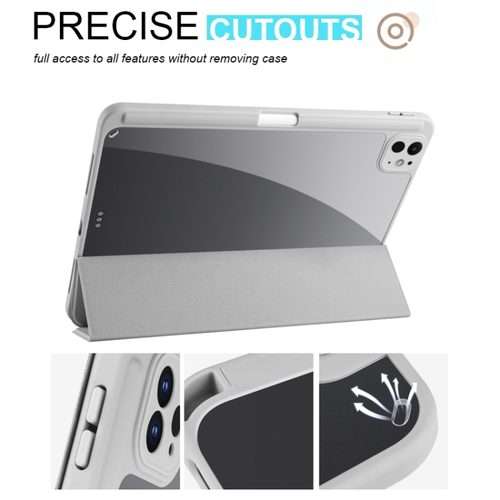 For iPad Pro 13 2025 / 2024 Acrylic 3-folding Smart Leather Tablet Case(Gray)