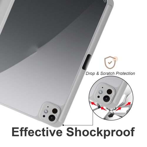 For iPad Pro 13 2025 / 2024 Acrylic 3-folding Smart Leather Tablet Case(Gray)