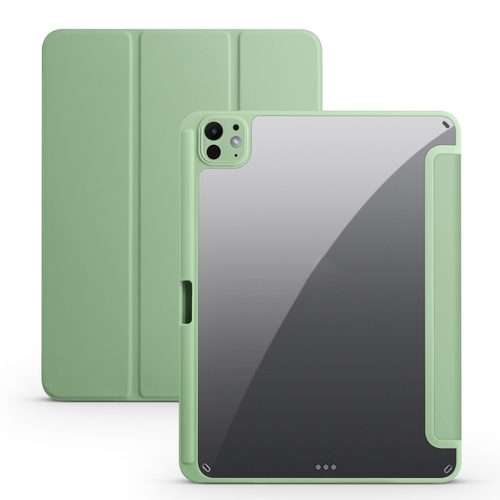 For iPad Pro 13 2025 / 2024 Acrylic 3-folding Smart Leather Tablet Case(Green)