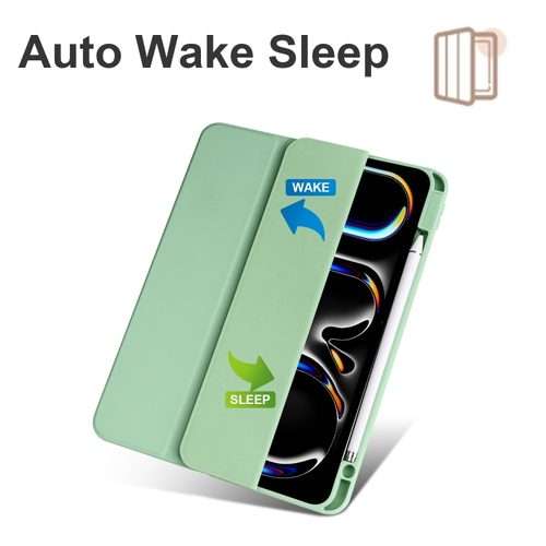 For iPad Pro 13 2025 / 2024 Acrylic 3-folding Smart Leather Tablet Case(Green)