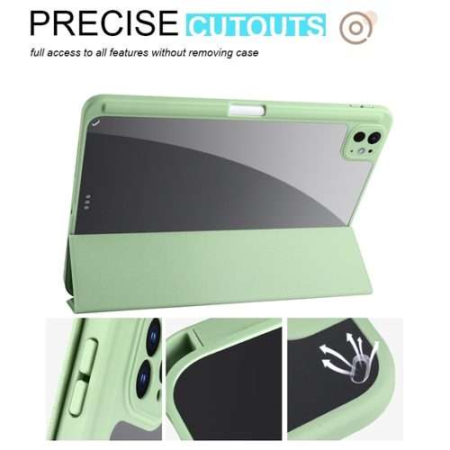 For iPad Pro 13 2025 / 2024 Acrylic 3-folding Smart Leather Tablet Case(Green)