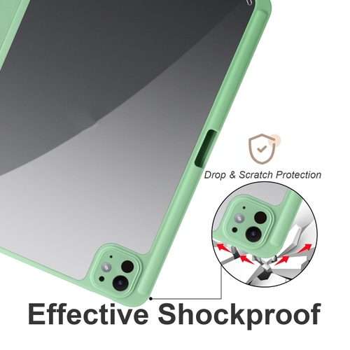 For iPad Pro 13 2025 / 2024 Acrylic 3-folding Smart Leather Tablet Case(Green)