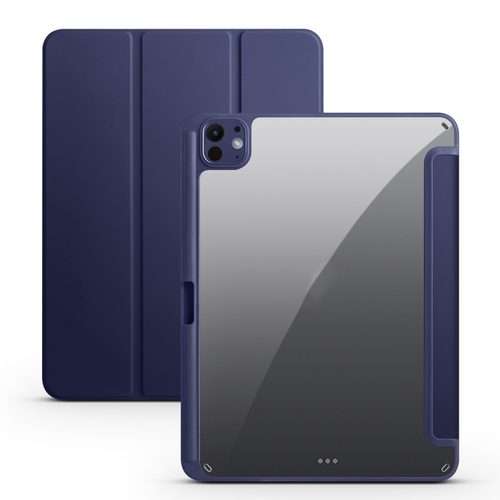 For iPad Pro 13 2025 / 2024 Acrylic 3-folding Smart Leather Tablet Case(Dark Blue)