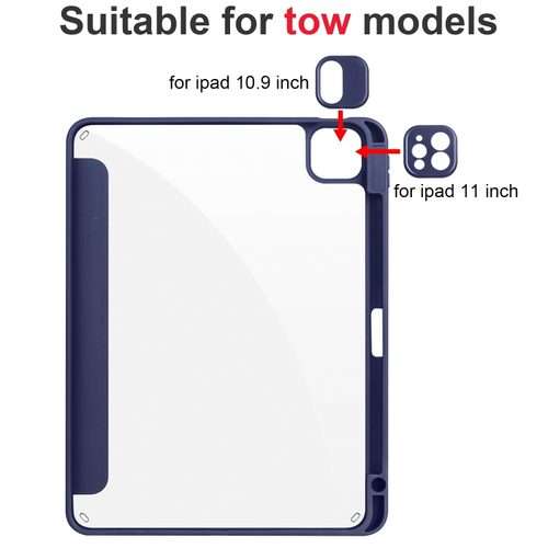 For iPad Pro 13 2025 / 2024 Acrylic 3-folding Smart Leather Tablet Case(Dark Blue)