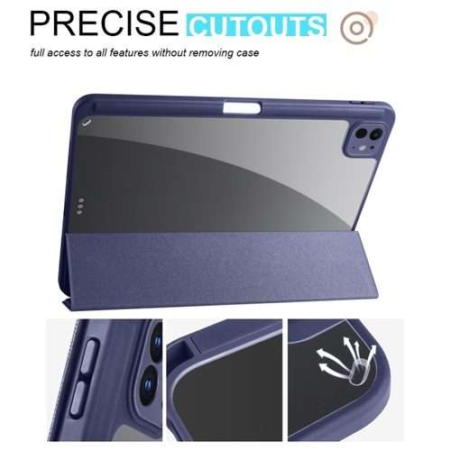 For iPad Pro 13 2025 / 2024 Acrylic 3-folding Smart Leather Tablet Case(Dark Blue)