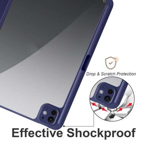 For iPad Pro 13 2025 / 2024 Acrylic 3-folding Smart Leather Tablet Case(Dark Blue)