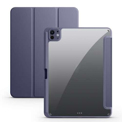For iPad Pro 13 2025 / 2024 Acrylic 3-folding Smart Leather Tablet Case(Purple)
