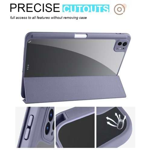 For iPad Pro 13 2025 / 2024 Acrylic 3-folding Smart Leather Tablet Case(Purple)