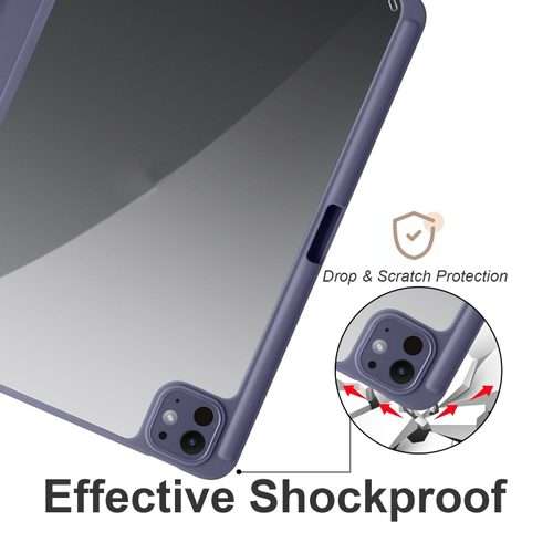 For iPad Pro 13 2025 / 2024 Acrylic 3-folding Smart Leather Tablet Case(Purple)