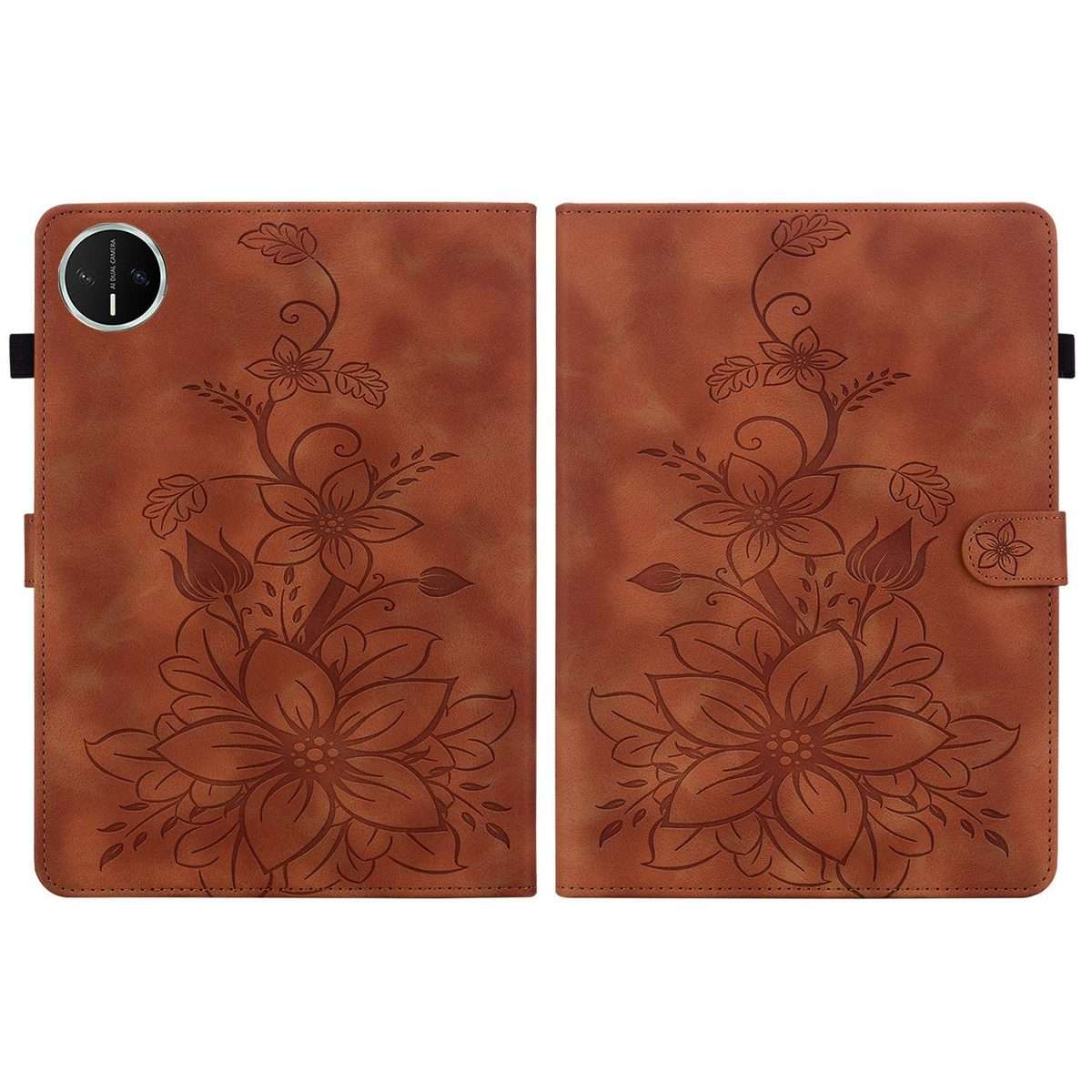 For Huawei MatePad Mini 2025 Lily Embossed Leather Tablet Case(Brown)