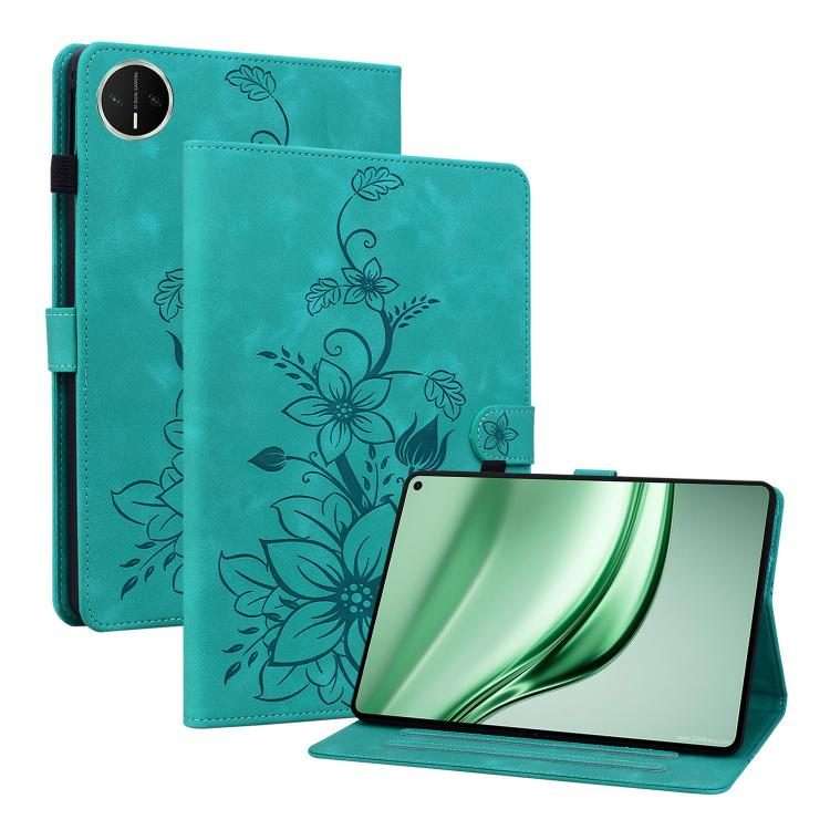 For Huawei MatePad Mini 2025 Lily Embossed Leather Tablet Case(Green)