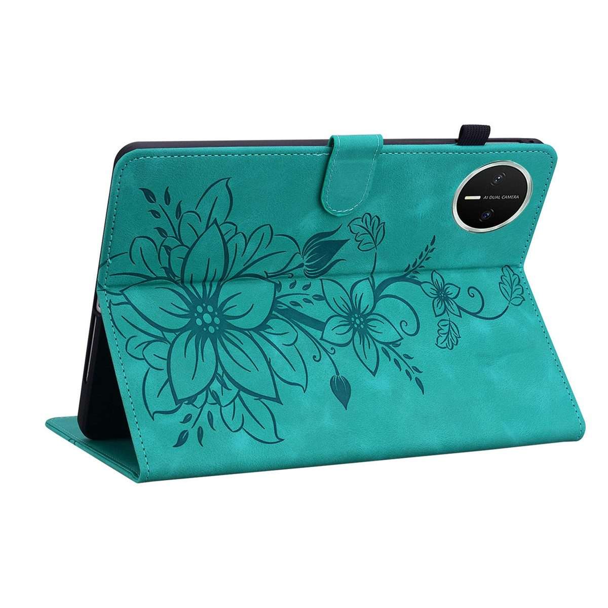 For Huawei MatePad Mini 2025 Lily Embossed Leather Tablet Case(Green)