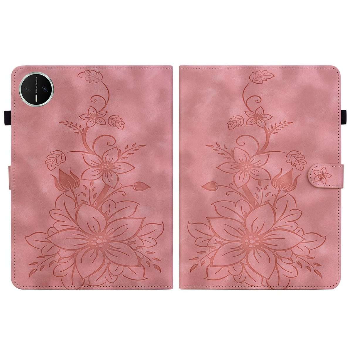 For Huawei MatePad Mini 2025 Lily Embossed Leather Tablet Case(Pink)