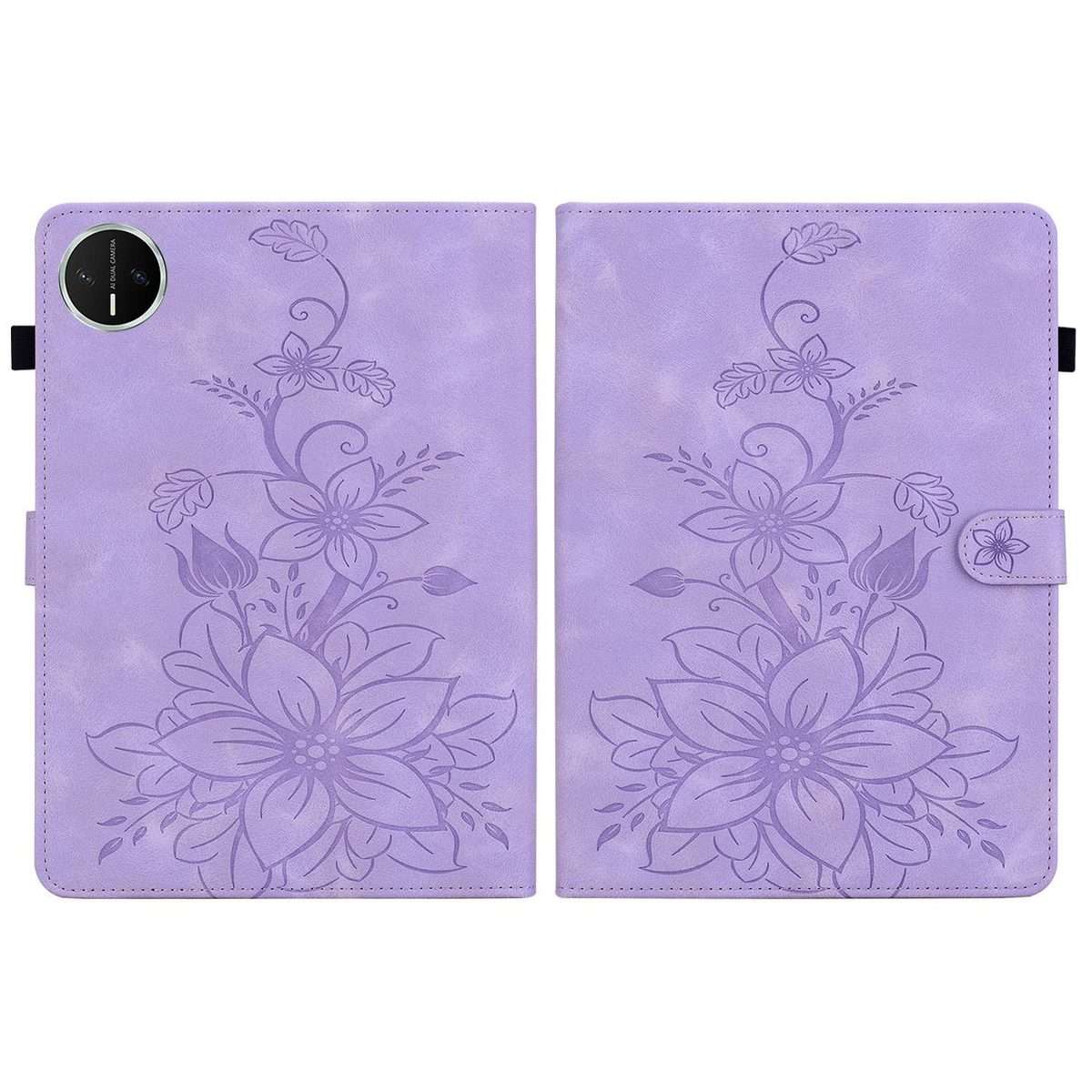 For Huawei MatePad Mini 2025 Lily Embossed Leather Tablet Case(Purple)