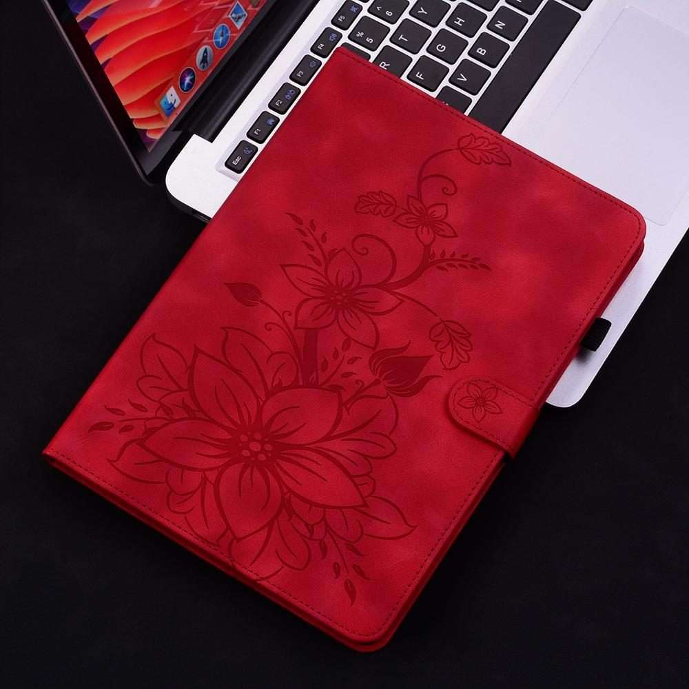 For Huawei MatePad Mini 2025 Lily Embossed Leather Tablet Case(Red)