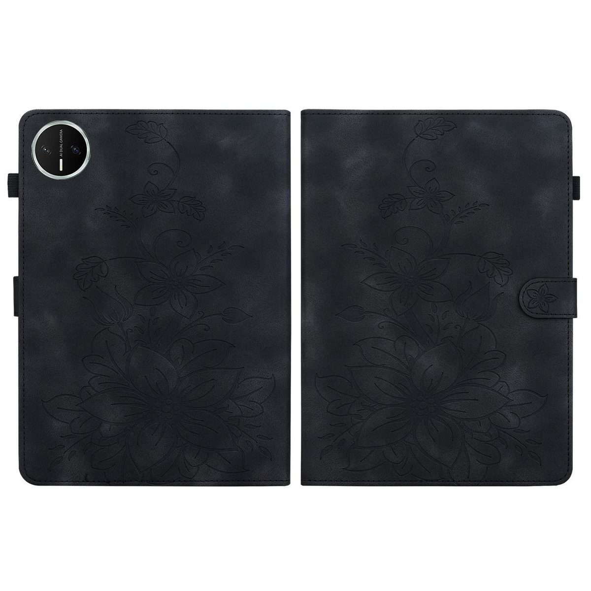 For Huawei MatePad Mini 2025 Lily Embossed Leather Tablet Case(Black)