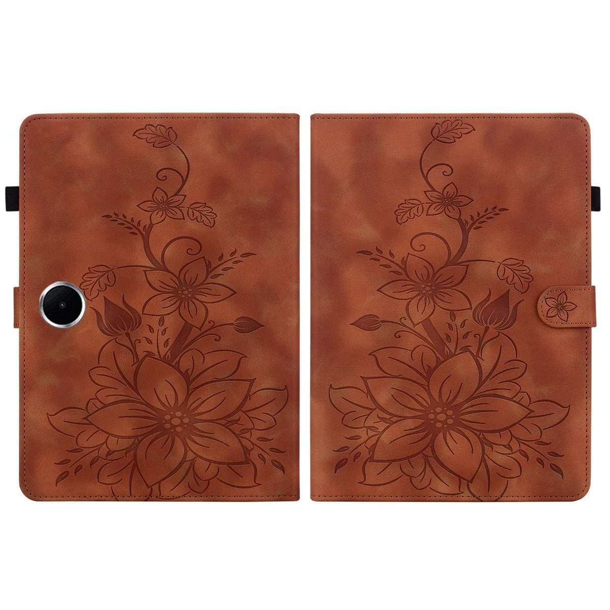 For OPPO Pad SE 11 inch Lily Embossed Leather Tablet Case(Brown)