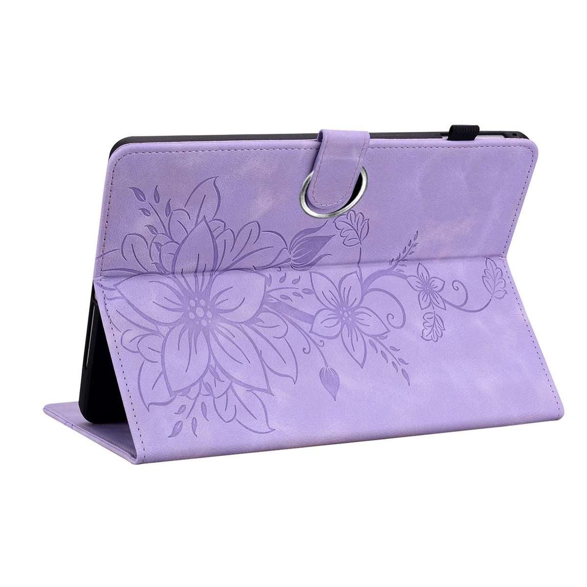 For OPPO Pad SE 11 inch Lily Embossed Leather Tablet Case(Purple)