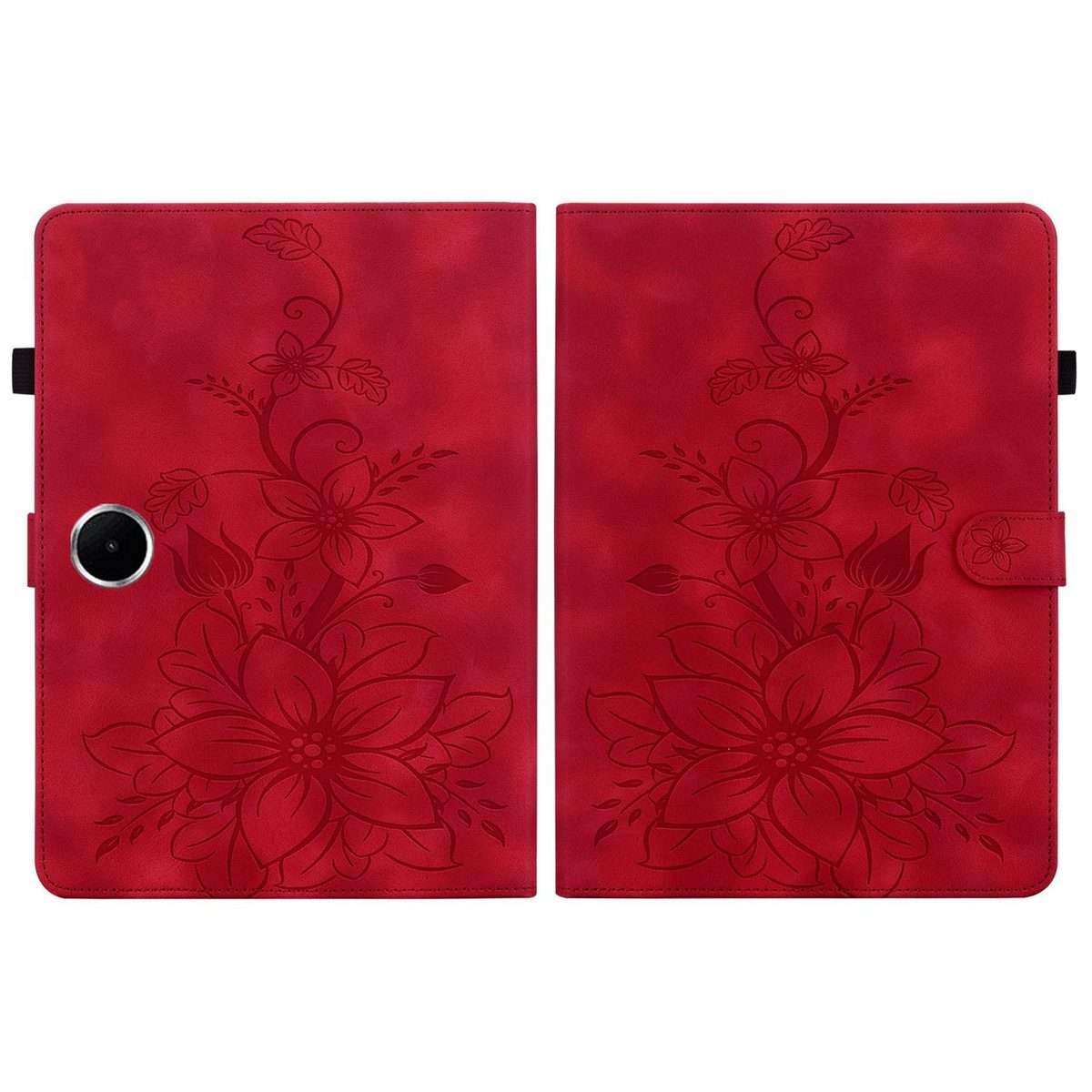 For OPPO Pad SE 11 inch Lily Embossed Leather Tablet Case(Red)