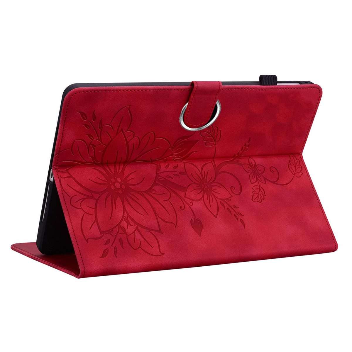 For OPPO Pad SE 11 inch Lily Embossed Leather Tablet Case(Red)