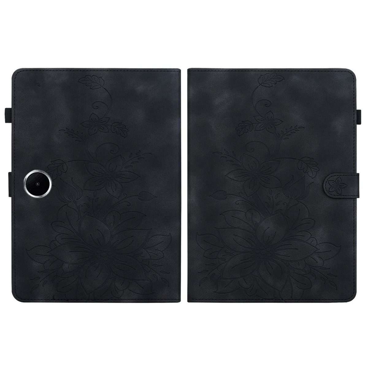 For OPPO Pad SE 11 inch Lily Embossed Leather Tablet Case(Black)