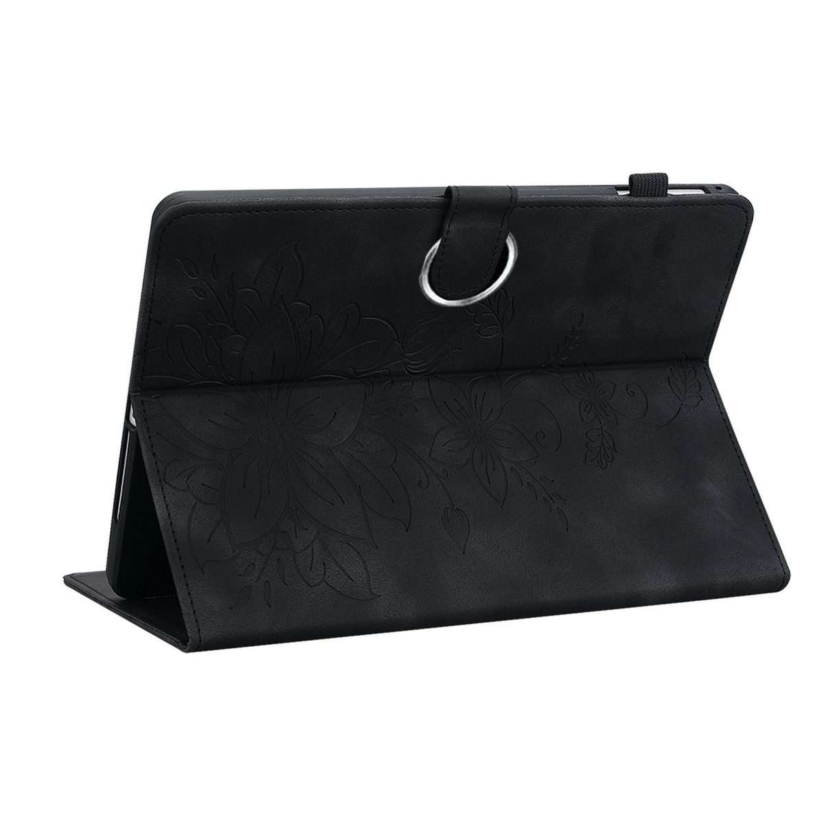 For OPPO Pad SE 11 inch Lily Embossed Leather Tablet Case(Black)