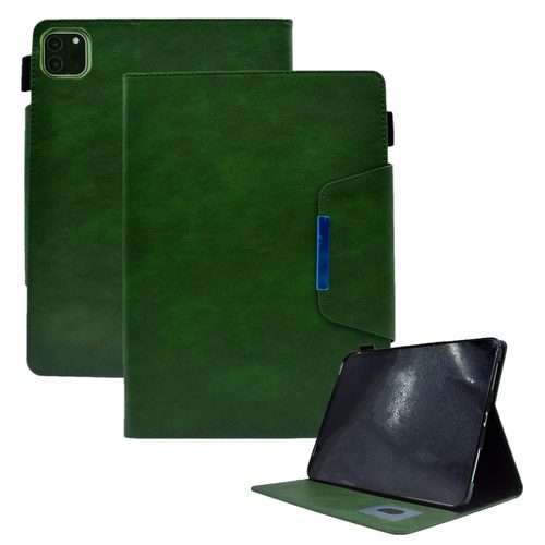 For iPad Pro 11 2025 / 2024 Suede Cross Texture Magnetic Clasp Leather Smart Tablet Case(Green)
