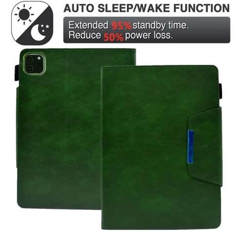 For iPad Pro 11 2025 / 2024 Suede Cross Texture Magnetic Clasp Leather Smart Tablet Case(Green)