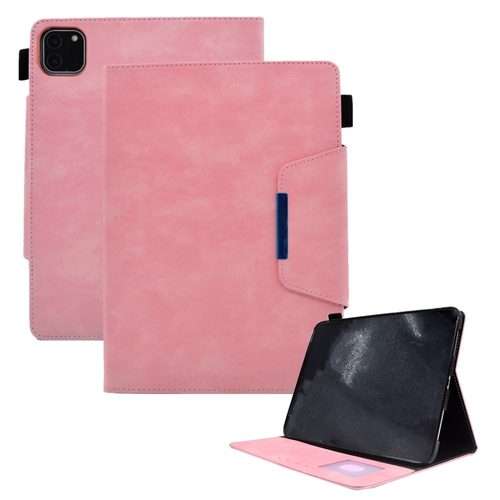 For iPad Pro 11 2025 / 2024 Suede Cross Texture Magnetic Clasp Leather Smart Tablet Case(Pink)