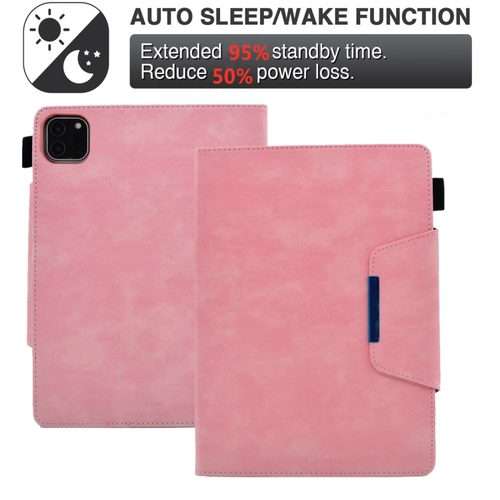 For iPad Pro 11 2025 / 2024 Suede Cross Texture Magnetic Clasp Leather Smart Tablet Case(Pink)