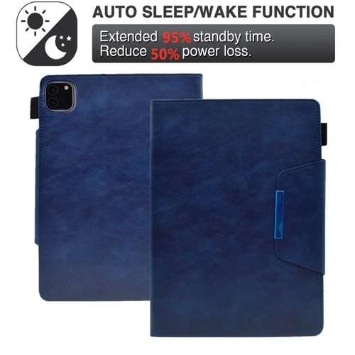 For iPad Pro 11 2025 / 2024 Suede Cross Texture Magnetic Clasp Leather Smart Tablet Case(Blue)
