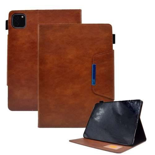 For iPad Pro 11 2025 / 2024 Suede Cross Texture Magnetic Clasp Leather Smart Tablet Case(Brown)