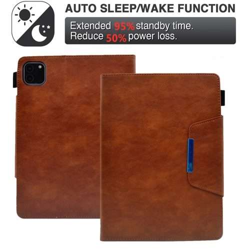 For iPad Pro 11 2025 / 2024 Suede Cross Texture Magnetic Clasp Leather Smart Tablet Case(Brown)