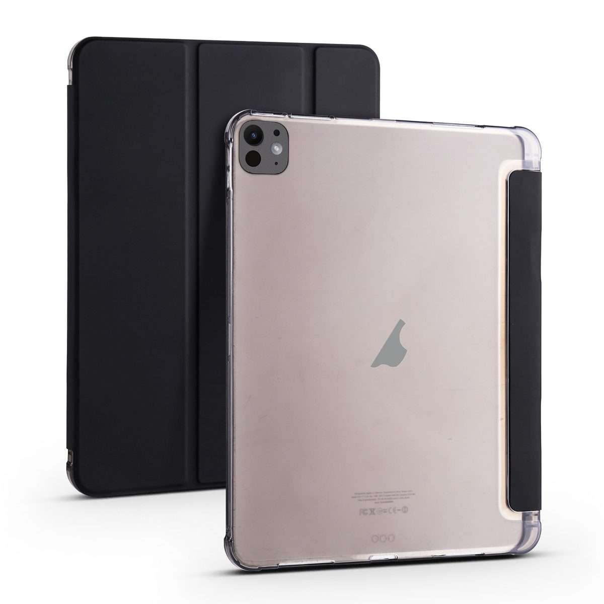For iPad Pro 11 2025 / 2024 3-fold TPU Leather Smart Tablet Case with Pen Slot(Black)