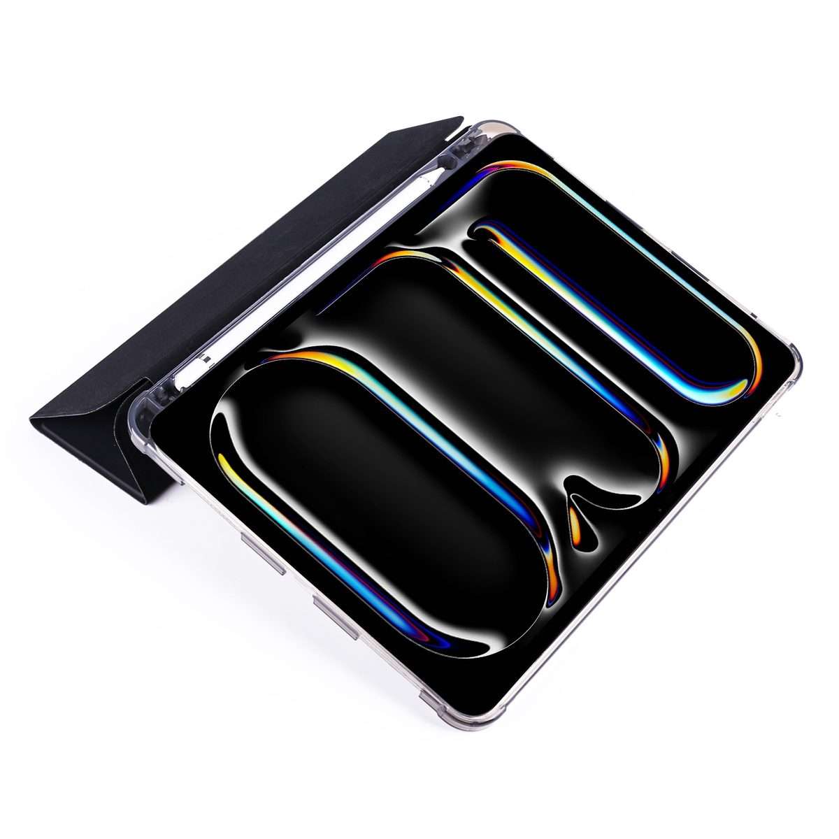 For iPad Pro 11 2025 / 2024 3-fold TPU Leather Smart Tablet Case with Pen Slot(Black)