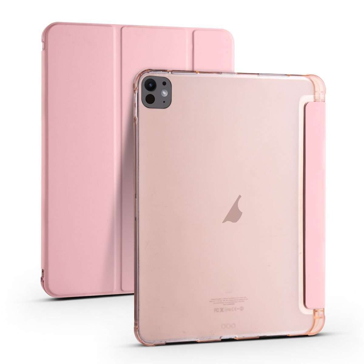 For iPad Pro 11 2025 / 2024 3-fold TPU Leather Smart Tablet Case with Pen Slot(Pink)