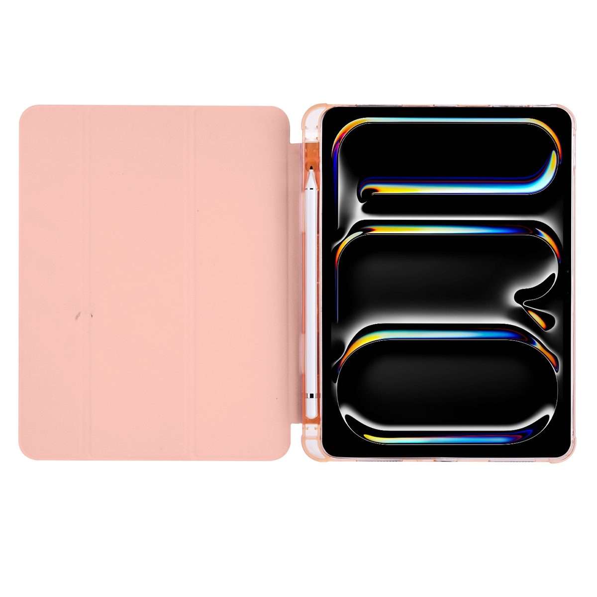 For iPad Pro 11 2025 / 2024 3-fold TPU Leather Smart Tablet Case with Pen Slot(Pink)