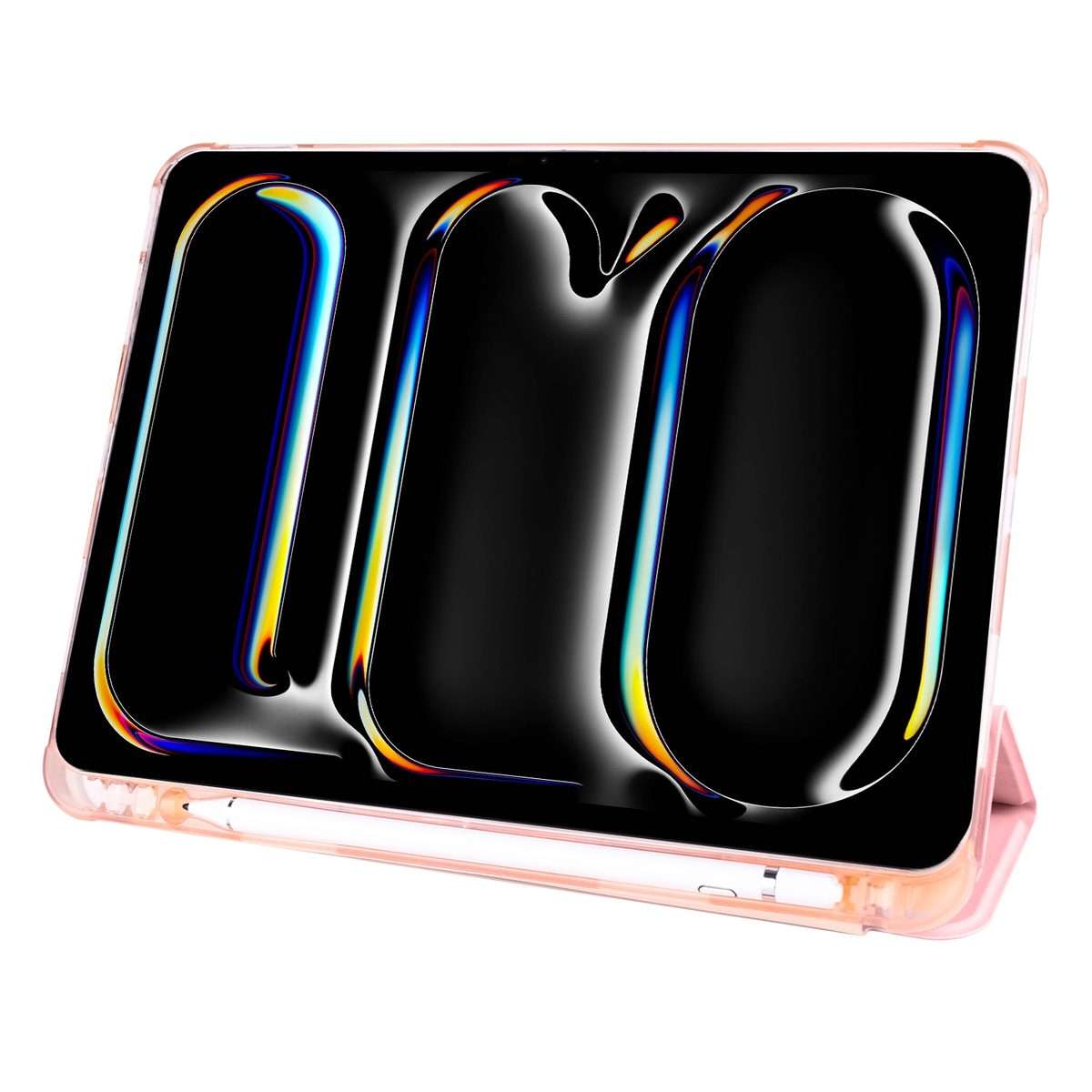 For iPad Pro 11 2025 / 2024 3-fold TPU Leather Smart Tablet Case with Pen Slot(Pink)