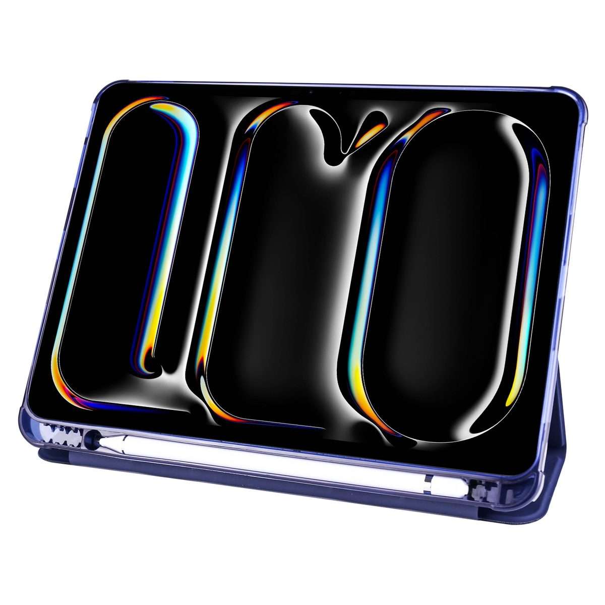 For iPad Pro 13 2025 / 2024 3-fold TPU Leather Smart Tablet Case with Pen Slot(Dark Blue)