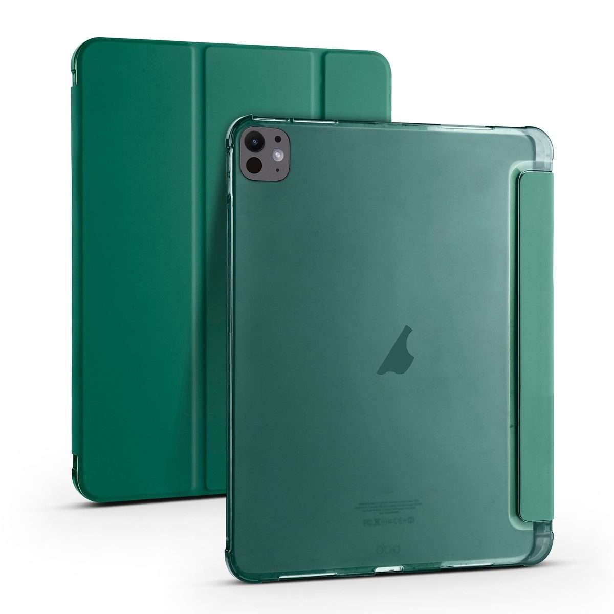 For iPad Pro 13 2025 / 2024 3-fold TPU Leather Smart Tablet Case with Pen Slot(Pine Green)
