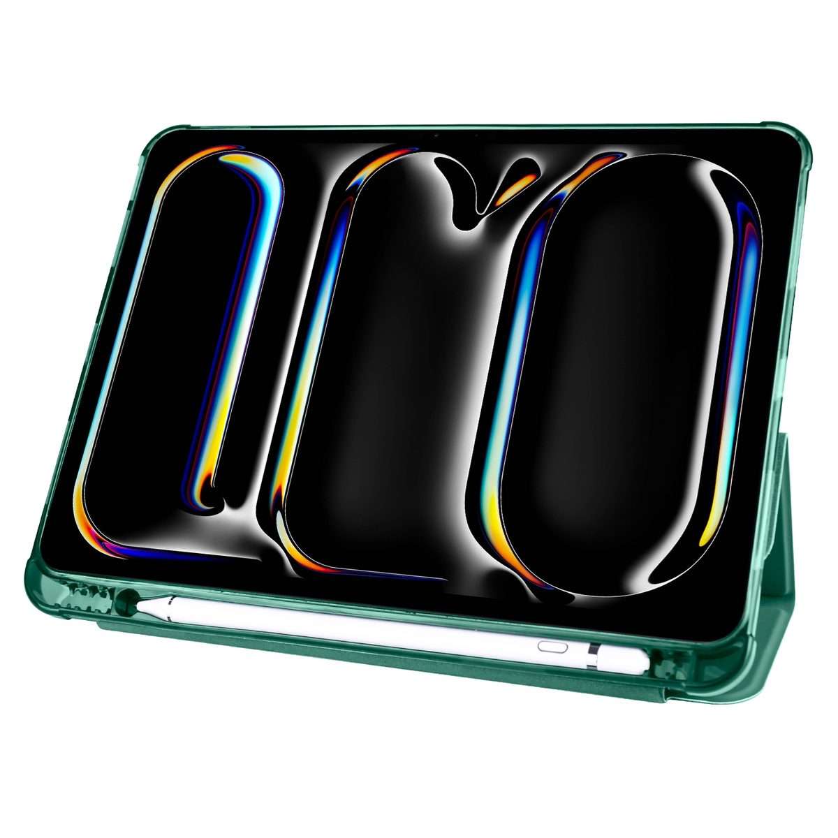 For iPad Pro 13 2025 / 2024 3-fold TPU Leather Smart Tablet Case with Pen Slot(Pine Green)