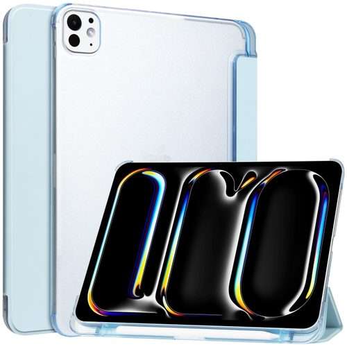 For iPad Pro 11 2025 / 2024 3-fold Semi-transparent Frosted Smart Leather Tablet Case(Sky Blue)