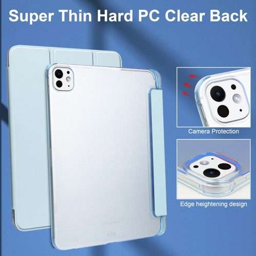 For iPad Pro 11 2025 / 2024 3-fold Semi-transparent Frosted Smart Leather Tablet Case(Sky Blue)