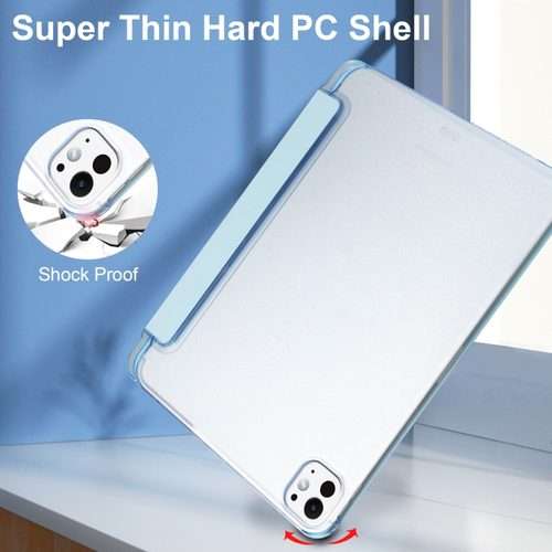 For iPad Pro 11 2025 / 2024 3-fold Semi-transparent Frosted Smart Leather Tablet Case(Sky Blue)