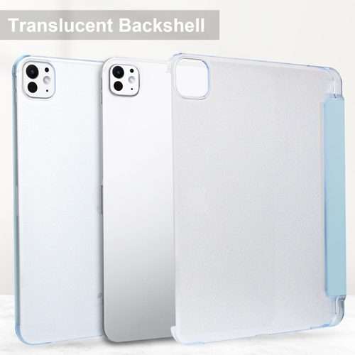 For iPad Pro 11 2025 / 2024 3-fold Semi-transparent Frosted Smart Leather Tablet Case(Sky Blue)