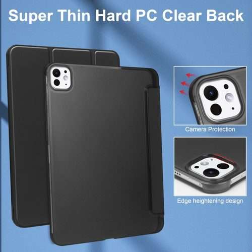 For iPad Pro 13 2025 / 2024 3-fold Semi-transparent Frosted Smart Leather Tablet Case(Black)